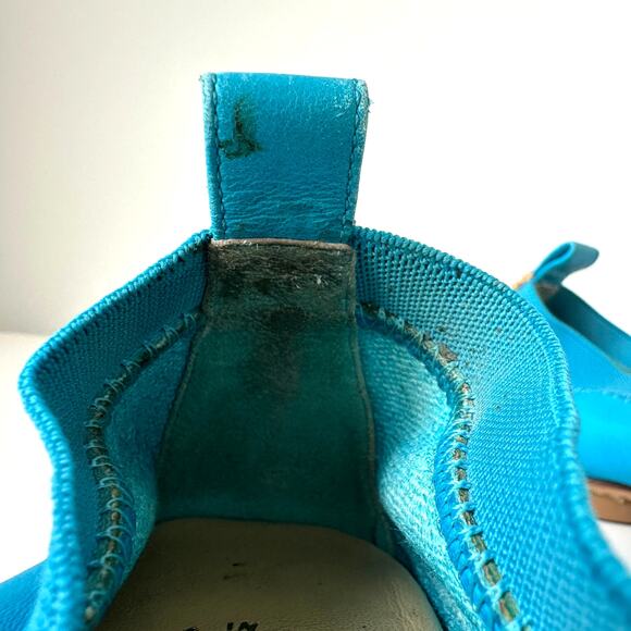 CHANEL Camellia Turquoise Leather Cork Cap Toe CC Logo Ballet Flats IT 37.5 C - Picture 13 of 16